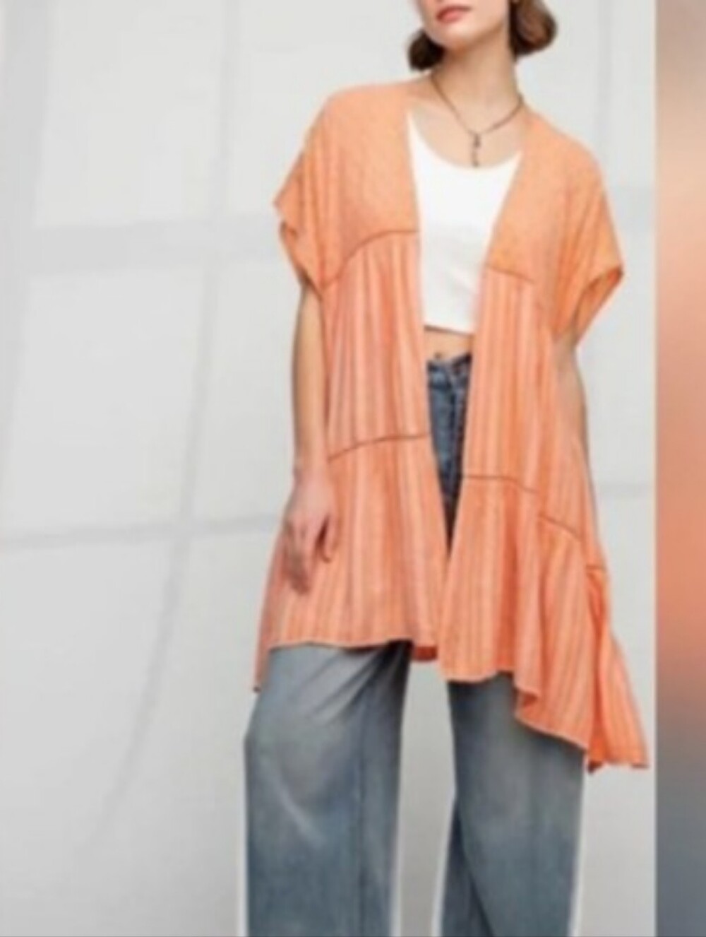 Easel Lightweight Tiered Duster Cardigan